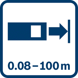  보쉬 측정공구 아이콘 GLM 100C 작업 가능 범위 대상 0.05-100 m 항목