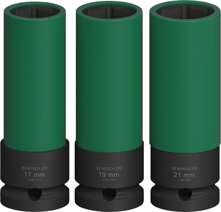 Bosch PRO 임팩트 소켓 세트(초심도 17, 19, 21mm).