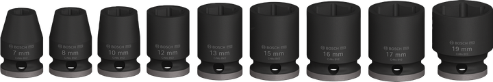 Bosch PRO 임팩트 소켓 세트 3/8인치 9개, 다양한 사이즈