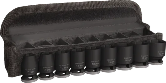 PRO Impact Socket Set Bosch PRO 임팩트 소켓 세트 3/8인치 9개입 (케이스 포함).