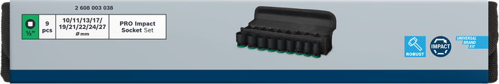 Bosch PRO 임팩트 소켓 세트 1/2″ 9개.