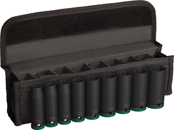 PRO Impact Socket Set, 1/2", 롱, 9종 Bosch PRO 임팩트 소켓 세트 1/2인치 깊이 9개.