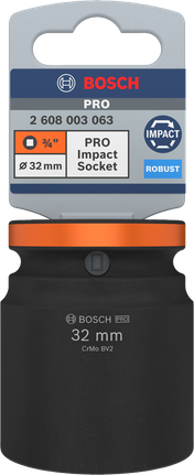 PRO Impact Socket, 3/4", 32mm, 스탠다드 Bosch PRO 임팩트 소켓 3/4″ 32mm.