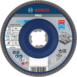 Bosch PRO X571 플랩 디스크 125mm G80 금속 연삭용.