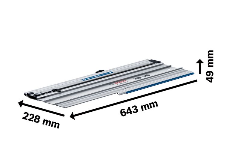 Bosch FSN 300 X 가이드 레일, 치수가 표시된 시스템 부속품.