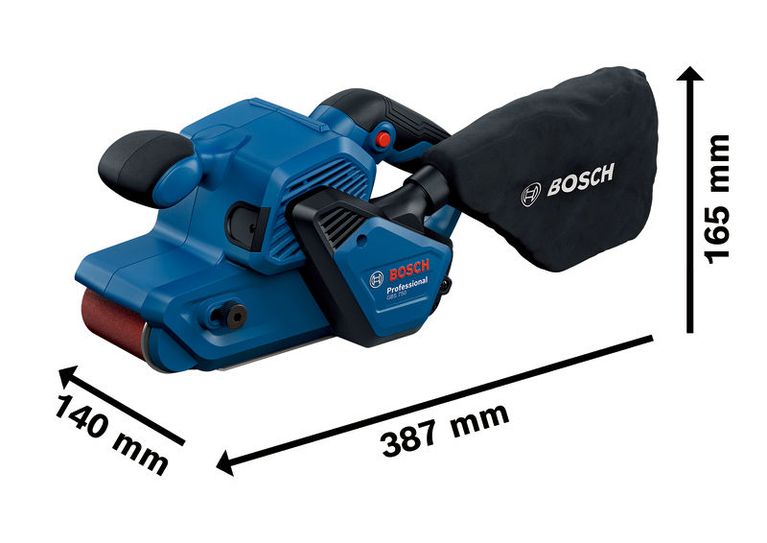 먼지백이 달린 Bosch GBS 750 벨트 샌더.