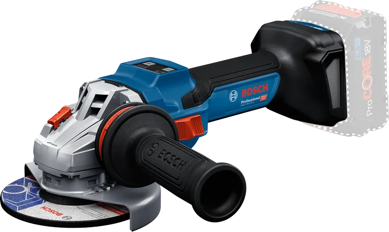 Bosch GWS 18V-15 S 무선 각도 그라인더, ProCORE 8Ah 배터리.