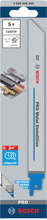 Bosch PRO 금속 파괴용 S1025VF 200mm 블레이드 5개.