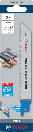 Bosch PRO 금속 파괴용 S925VF 톱날 5개.