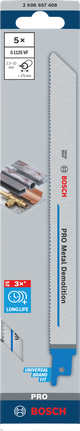 Bosch PRO 금속 파괴용 S1125VF 225mm 블레이드 5개.