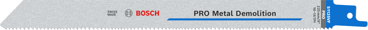 다양한 톱니 모양의 Bosch PRO Metal Demolition S1125VF 블레이드.