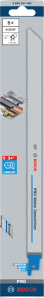 PRO Metal Demolition S1225VF 날, 1.25 x 19 x 300mm, 5개 Bosch PRO 금속 파괴용 공구 S1225VF 5개, 1.25 x 19 x 300mm.