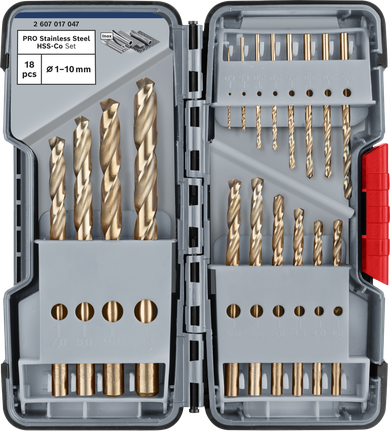 Bosch PRO 스테인리스 스틸 HSS-Co 드릴 비트 세트 18개.