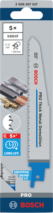 PRO Thick Metal Demolition S930CF 날, 1.6 x 22 x 150mm, 5개 Bosch PRO 두꺼운 금속 파괴용 S930CF 5팩.
