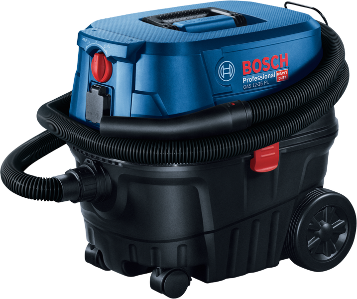 호스가 달린 Bosch GAS12-25 습식/건식 추출기.