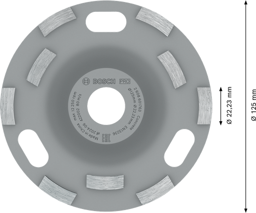 Bosch PRO 콘크리트 연삭 헤드, 직경 125mm.