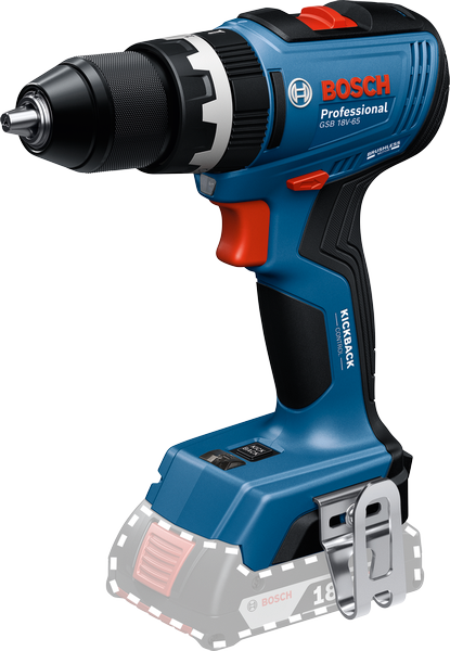 Bosch GSB 18V-65 무선 드릴 (킥백 방지 기능 포함).