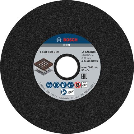 Bosch PRO 금속 연삭 휠 125 x 26 x 20 mm.