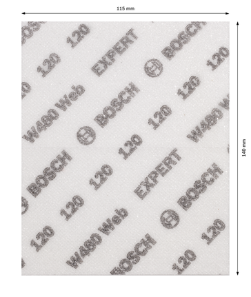EXPERT W480 Web 1/4 핸드 샌딩 시트, 115 x 140mm, G120 Bosch EXPERT W480 웹 120 그릿 샌딩 시트 115x140 mm.