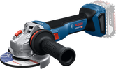 측면 핸들이 달린 Bosch GWS 18V-11 무선 각도 그라인더.