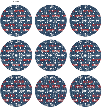 EXPERT O780 포일 샌딩 디스크 세트, 150mm, G80(3개), G120(3개), G180(3개), 총 9개 Bosch EXPERT O780 포일 샌딩 디스크 세트 150mm 혼합 그릿.