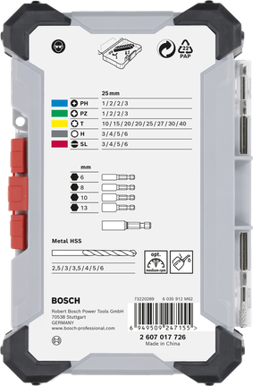 Bosch 35피스 스크루드라이버 비트와 금속 HSS 드릴 비트 세트.