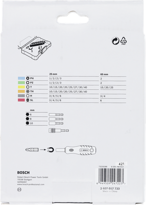 Bosch 엑스트라 하드 스크루드라이버 비트 세트 44+1개.