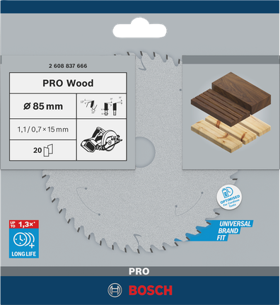 PRO Wood cordless 원형 톱날, 85 x 1.1 x 15mm Bosch PRO Wood 85×1.1×15 mm 원형 톱날.