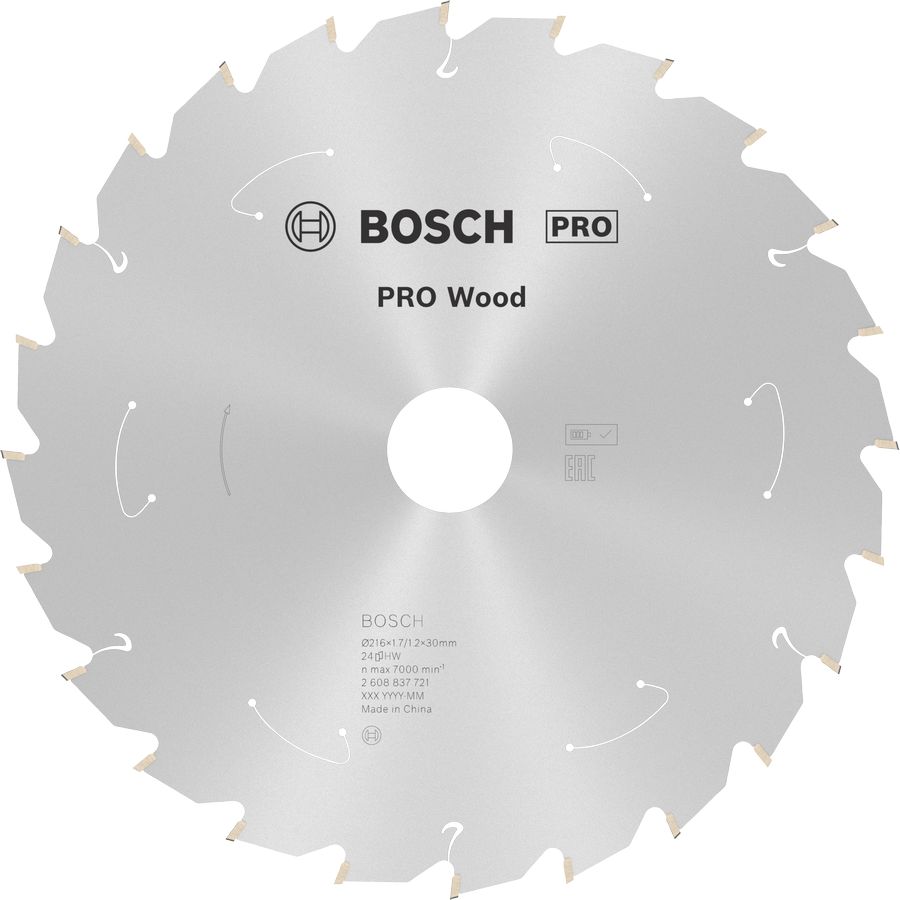 Bosch PRO Wood 무선 원형 톱날, 216mm 24T.