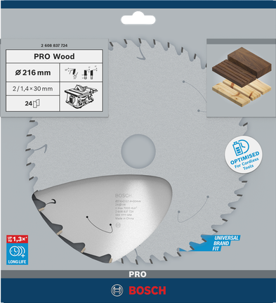 Bosch PRO Wood 216×1.7×30 mm T24 톱날.