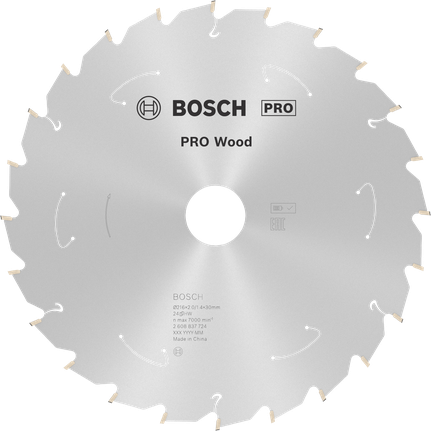 Bosch PRO Wood 무선 원형 톱날, 24개.