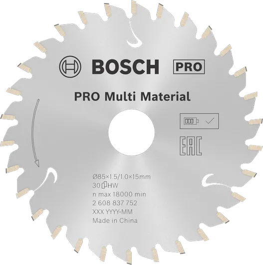 Bosch PRO 멀티 머티리얼 무선 원형 톱날 85mm.