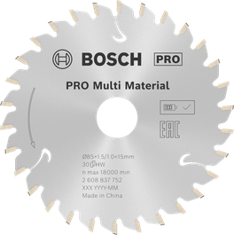 Bosch PRO 멀티 머티리얼 무선 원형 톱날 85mm.