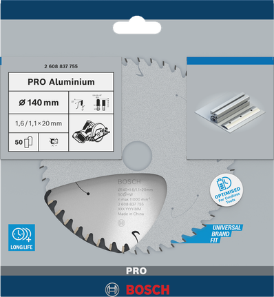 Bosch PRO 알루미늄 원형 톱날 140×1.6×20 mm.