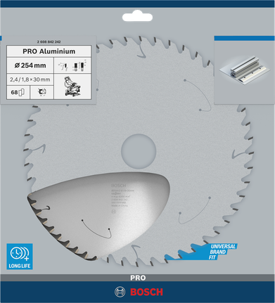 PRO Aluminium cordless 원형 톱날, 254 x 2.4 x 30mm Bosch PRO 알루미늄 254mm 톱날.
