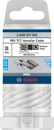 PRO Metal TCT 브로치 커터, 28 x 50 x 93mm Bosch PRO 메탈 TCT 환형 커터 28×50×93mm.