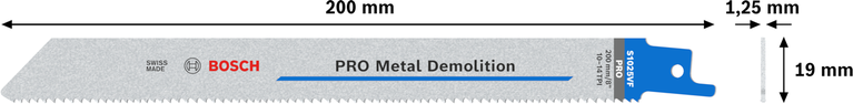 Bosch PRO 메탈 데몰리션 S1025VF 블레이드, 길이 200mm.