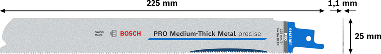 Bosch PRO 중간 두께 금속 정밀 S1137BEF 블레이드, 225mm.
