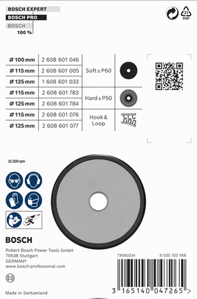 Bosch PRO 백킹 패드 소프트 100mm, 샌딩 공구용.