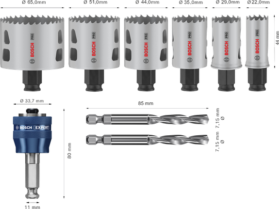 Bosch PRO 다중 소재 PC 플러스 홀 톱 세트, 9개.