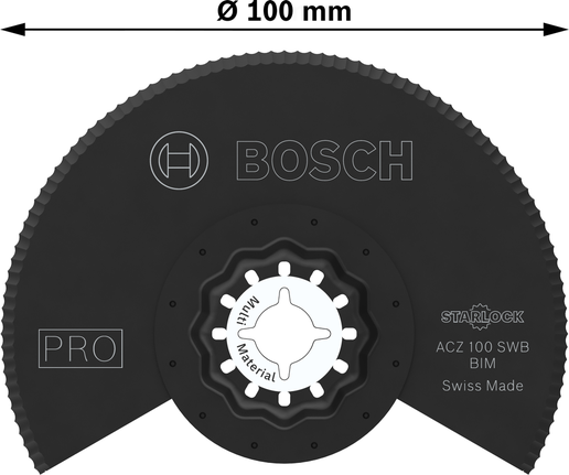 PRO ACZ 100 SWB 멀티커터 날, 100mm Bosch PRO ACZ 100 SWB 멀티툴 블레이드, 직경 100mm.