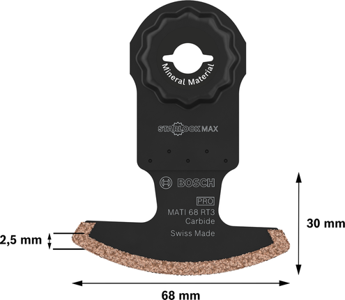 PRO MATI 68 RT3 멀티커터 날, 2.8 x 68mm Bosch PRO MATI 68 RT3 멀티툴 카바이드 블레이드, 68mm.