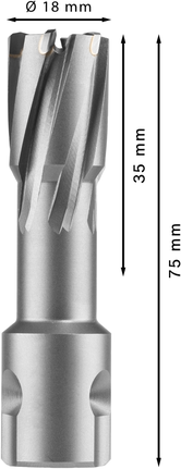 PRO Metal TCT 브로치 커터, 18 x 35 x 75mm Bosch PRO 메탈 TCT 링 커터 18 x 35 x 75 mm.