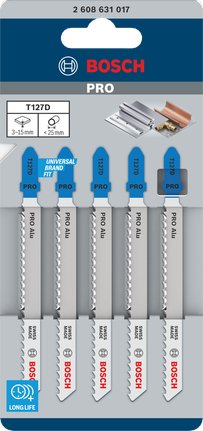 PRO Alu T127D 직쏘날, 100mm, 5개 Bosch PRO Alu T127D 톱날 100mm 5개.