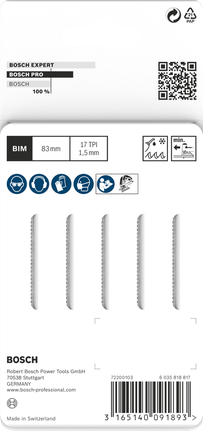 PRO Metal curve T118EOF 직쏘날, 83mm, 5개 Bosch PRO 메탈 커브 T118EOF 톱날 83mm 5개.