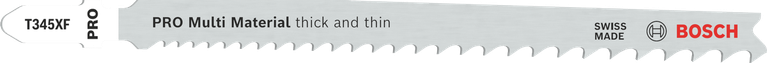 Bosch PRO Multi Material T345XF 톱날은 두껍고 얇은 작업에 모두 적합합니다.
