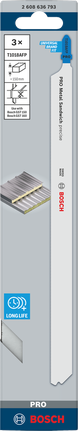 Bosch PRO 메탈 샌드위치 T1018AFP 250mm 퍼즐 톱날 3개.