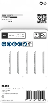 PRO Metal thick and thin T123XF 직쏘날, 100mm, 5개 Bosch PRO 메탈 T123XF 톱날 100mm 5개.