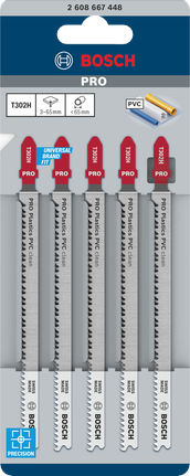 Bosch PRO 플라스틱 PVC T302H 톱날 132mm 5개.