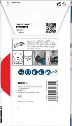 PRO ACZ 100 SWB 멀티커터 날, 100mm Bosch PRO ACZ 100 SWB 100mm 멀티툴 블레이드.